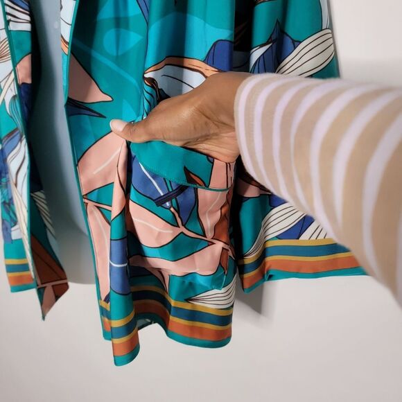 NWT Nine West Printed Satin Tie Waist Jacket - Picture 6 of 11